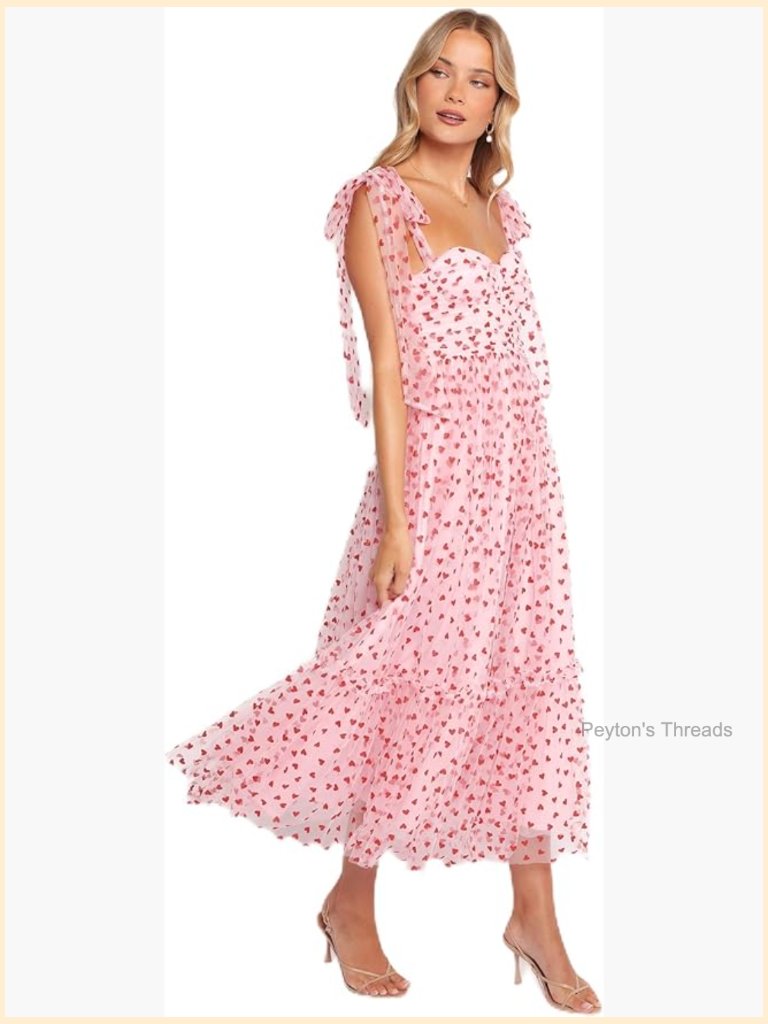 Women's Midi A-Line Sweetheart Neck Dress With Padded Cups